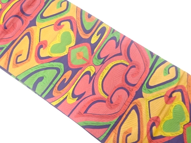 JAPANESE FUKURO OBI / WOVEN ABSTRACT FLOWER ARABESQUE